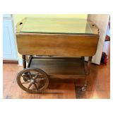 Vintage rolling wood tea / bar cart