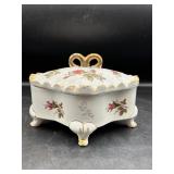 Vintage Porcelain Wild Rose Trinket Box