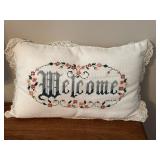 Vintage WELCOME needlepoint pillow
