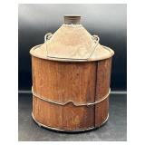 Vtg wood-wrapped metal fuel container