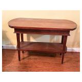 vintage wooden two-tier console or parlor table