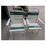 2 Vinyl strap lawn chairs