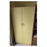 Vintage metal storage cabinet and contents