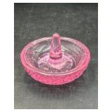 vintage Fenton hot pink pressed glass ring holder
