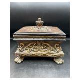 vintage-style footed resin trinket box