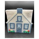 vintage plastic canvas house-shaped napkin holder