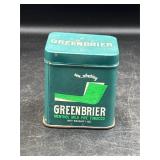 vintage 1-ounce Greenbrier Menthol Tobacco tin