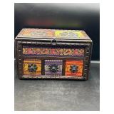 Vtg Carved Wooden Jewelry Box Chest Indian Hippie