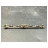 Sterling silver vintage filigree bar pin/brooch