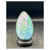 art glass egg paperweight