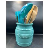 turquoise ceramic utensil holder