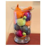 13' displayed arrangement glass w faux fruit