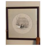 Vintage 18x18' needlepoint Canada geese