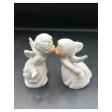 vtg white porcelain bisque kissing angel figurines