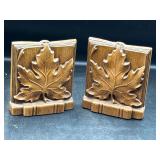 vintage mid-century bookends Maple leaves