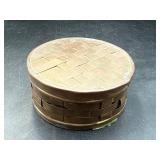 vintage woven basketweave brass trinket box