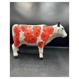 Vintage red poppy flower cow bank