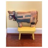 Vintage small stool and cow decor