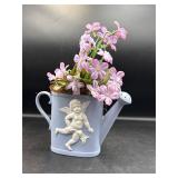 Artificial flower cherub vase