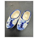 Vintage hand painted mini delft blue clogs