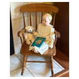 Vintage doll rocker and doll