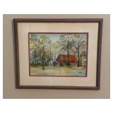 F Badrock original rural landscape watercolor