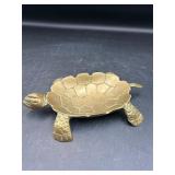 vintage solid brass turtle trinket dish