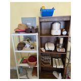 Bookshelf and plastic shelf and contents