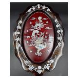 vintage Asian red and black lacquerware tray