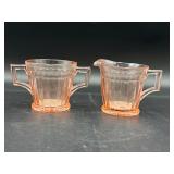 Vintage HEISY Pink Depression Glass Cream sugar
