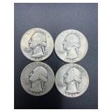 4- 1946 Washington Silver Quarter 90% silver