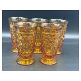 5 Vtg Indiana Glass Whitehall Cubist glasses