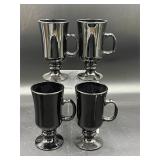 Vtg Libbey black amethyst glass Irish coffee mugs