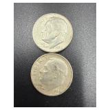 2 1964 Roosevelt dimes 90% silver
