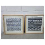 Framed cloth squares wall decor