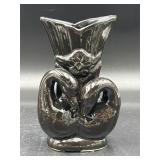 Vintage Black Swan Pair Ceramic Flower Vase