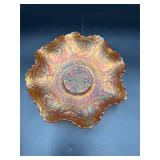 Fenton Marigold Carnival Glass Dragon Lotus bowl
