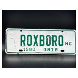 1980 Roxboro North Carolina city town tag