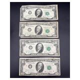 4 Series 1969 C $10 Federal Reserve Notes