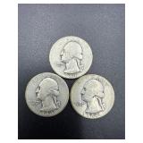 3- 1944 Washington Quarters 90% silver