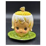 Vtg  Lefton Thumbelina Honey Bun Covered Jam Jar