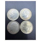 4 1964 United States Roosevelt Dime 90% silver
