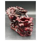 VINTAGE CHINESE RED CINNABAR RESIN DRAGON