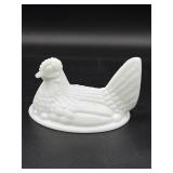 vintage white milk glass hen-on-nest lid