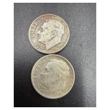 2 1960 Roosevelt dimes 90% silver