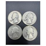 4- 1944 Washington Quarters 90% silver