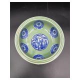 Japanese style bowl blue dragon & medallion motifs
