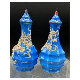 Vintage Japanese blue salt pepper shakers JAPAN