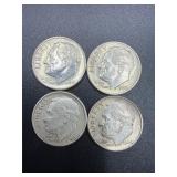 4- 1964 Roosevelt dimes 90% silver