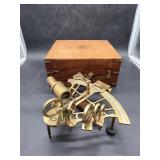 Antique Dollond London Brass Sextant W/Case -S12
